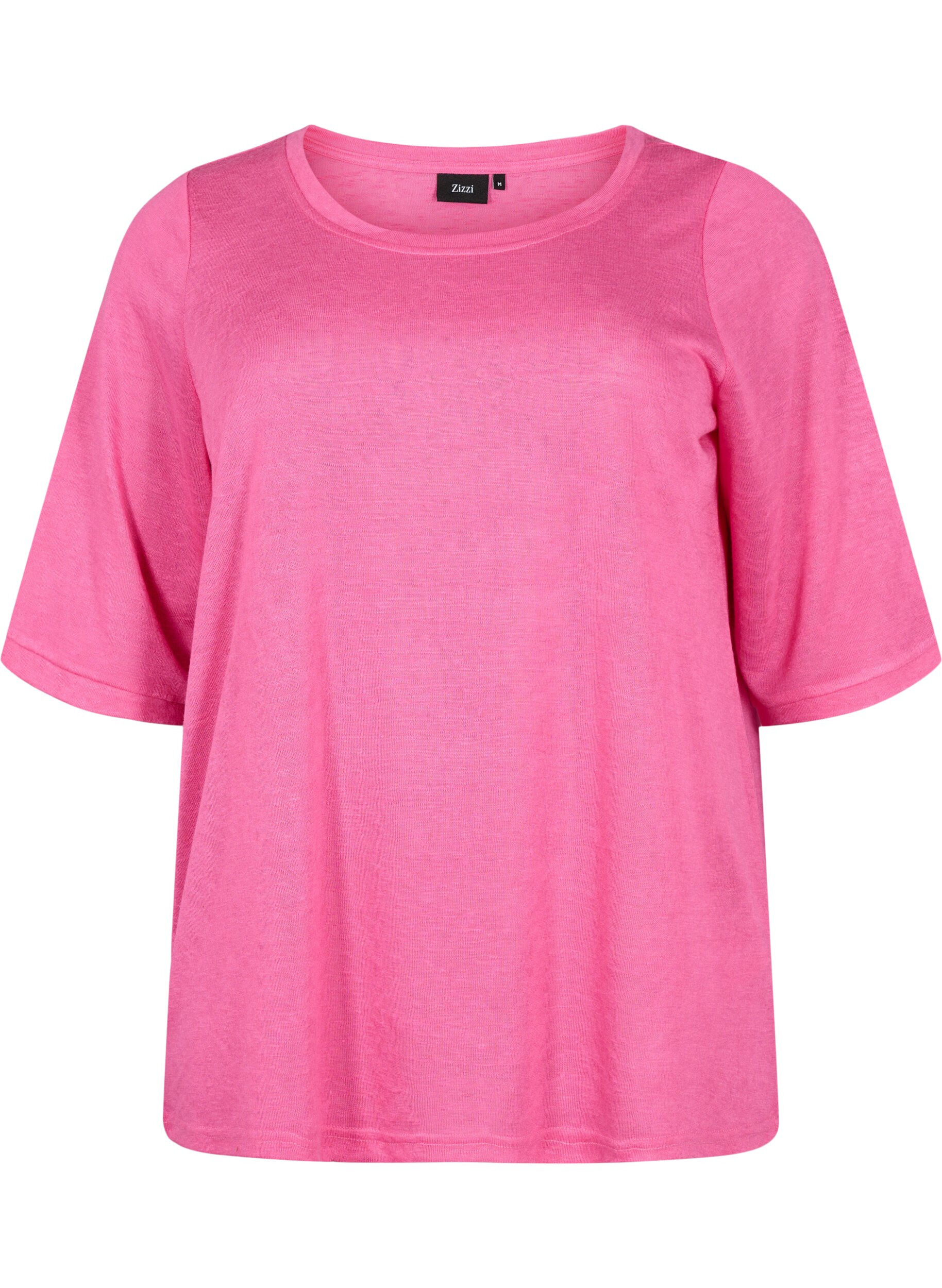 Zizzi Bluse med 3/4-ermer, Shocking Pink, Packshot image number 0