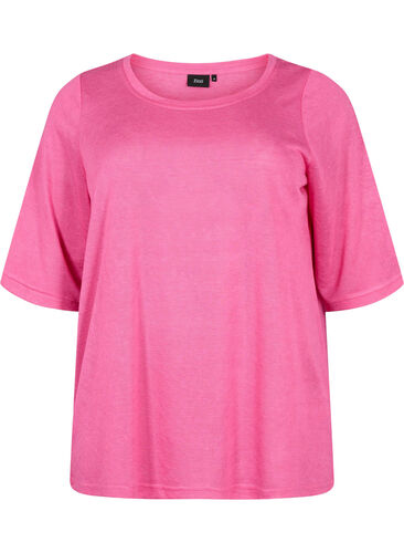 Bluse med 3/4-ermer, Shocking Pink, Packshot image number 0