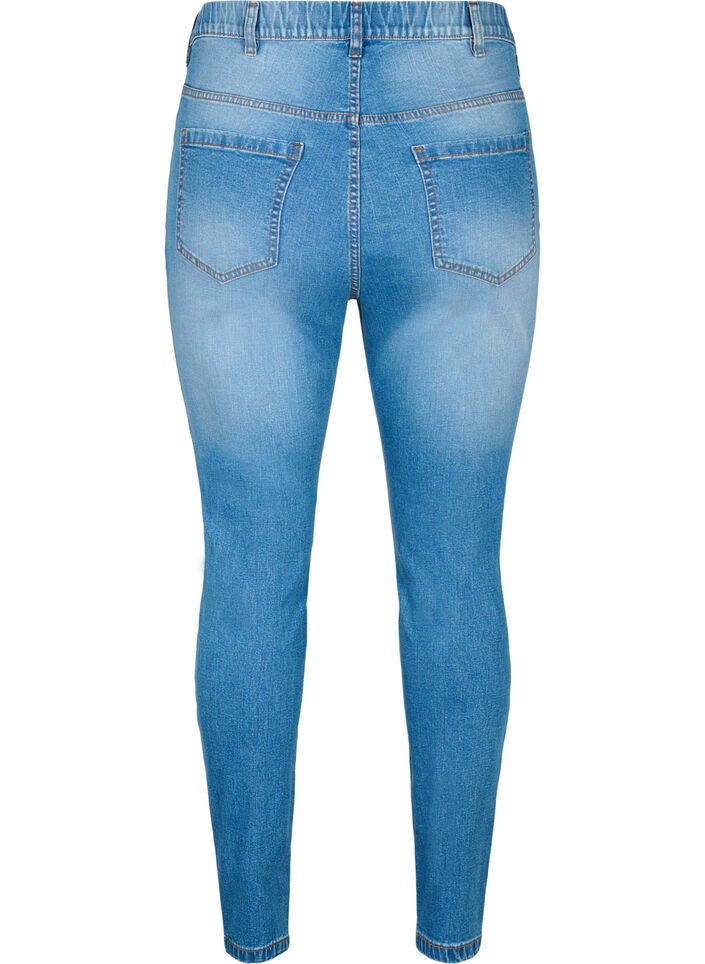 Jeggings med baklommer, Blue denim, Packshot image number 1