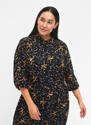Zizzi FLASH - Skjortekjole med trykk, Black Splash AOP, Model image number 2