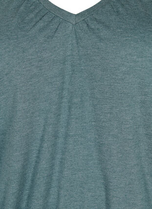 Melert bluse med V-hals, Sea Pine Mélange, Packshot image number 2
