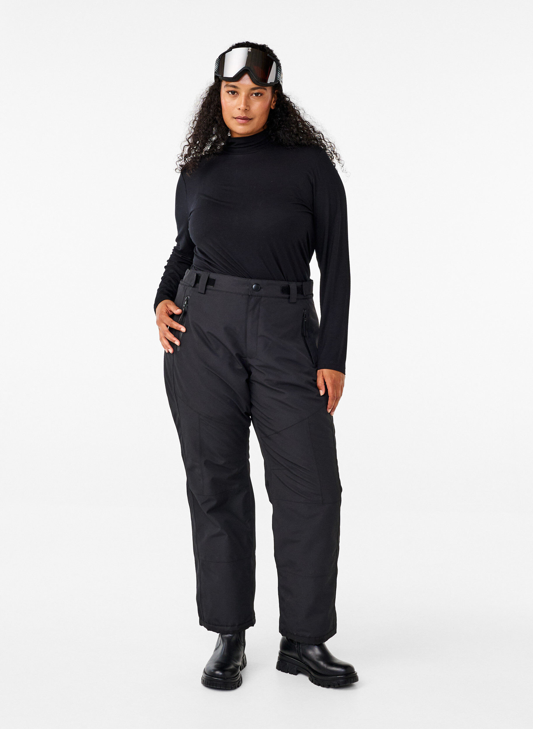 Skibukse med lommer og justerbar midje, Svart, Model