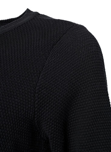 Bluse i strukturstrikket bomullskvalitet, Black, Packshot image number 2
