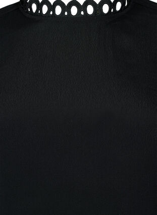 Bluse i viskose med crochet ermer, Black, Packshot image number 2