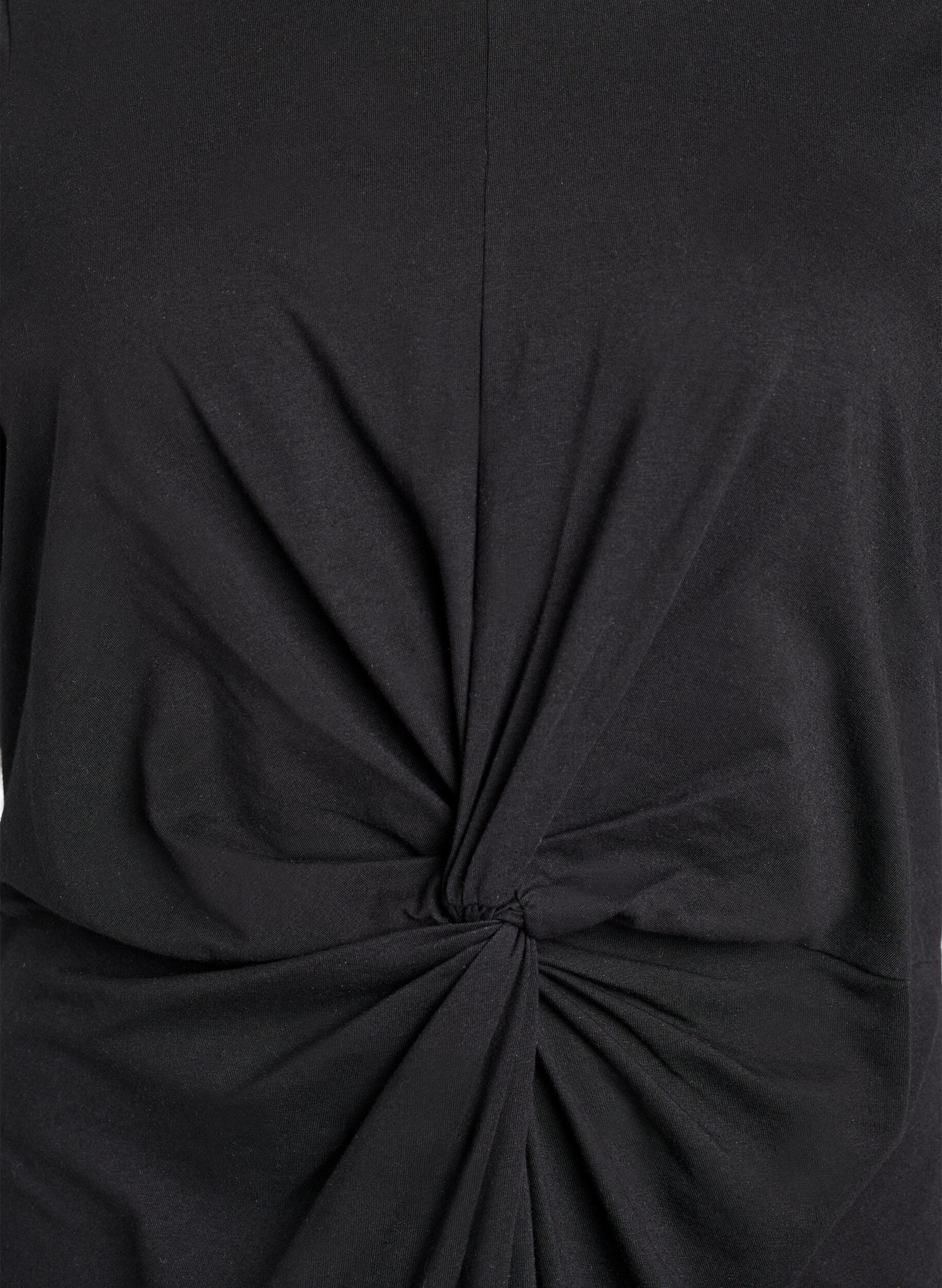 ZizziBomullskjole med vri-detalj, Svart, Packshot image number 2