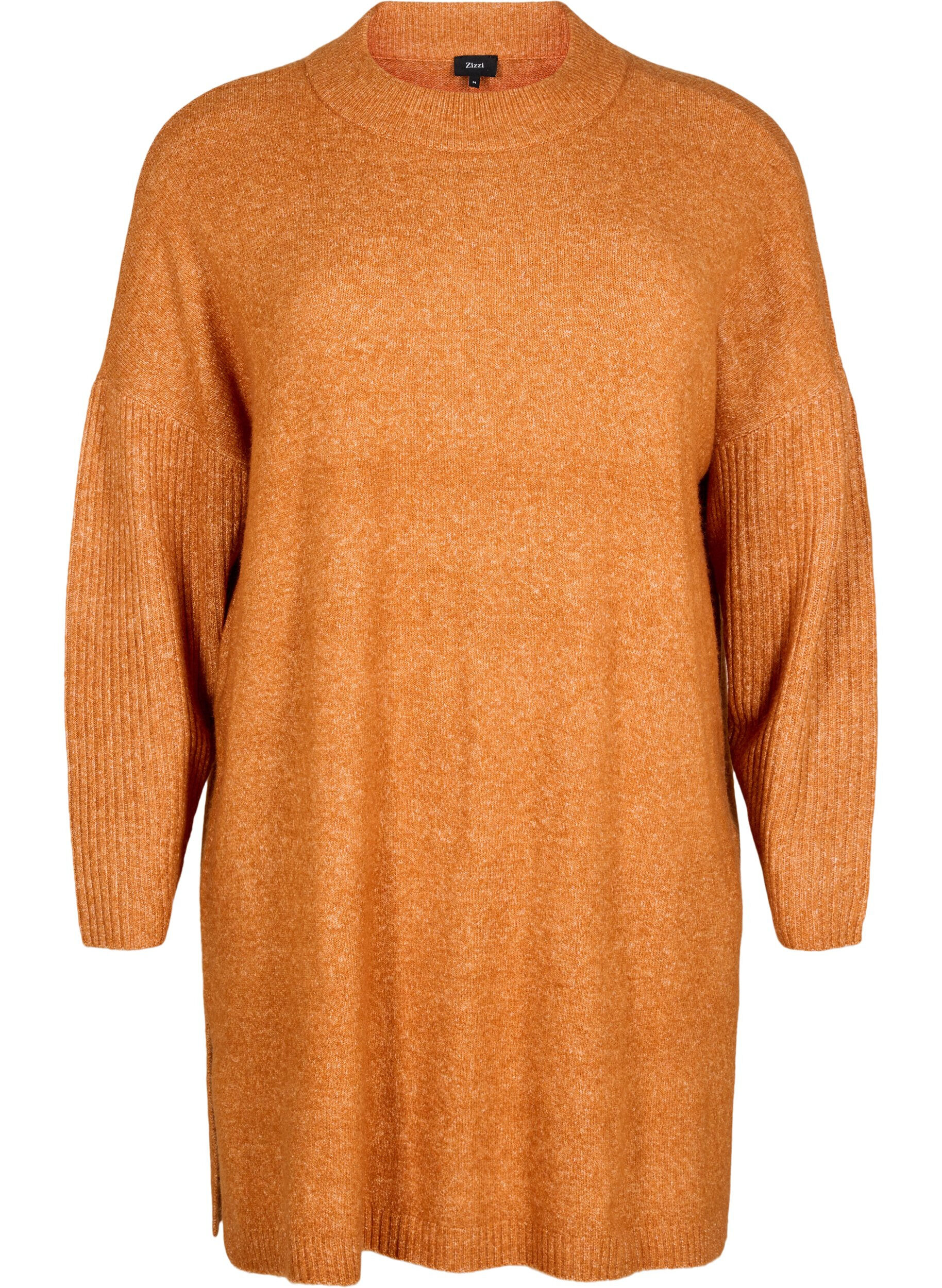 Zizzi Lang strikket bluse med lange ermer, Autumnal Mel., Packshot image number 0