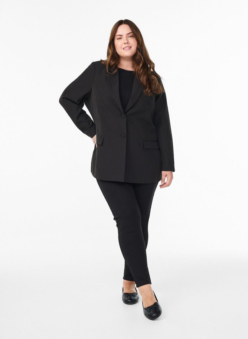 Leggings med glitterstripe og splitter, Black, Model