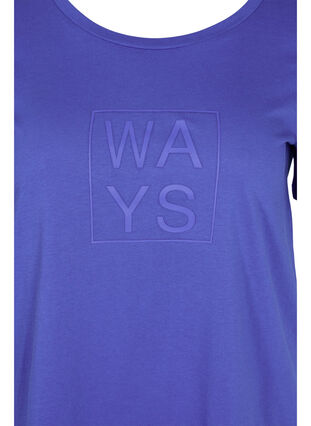 Kortermet T-skjorte i bomull med trykk, Dazzling Blue WAYS, Packshot image number 2