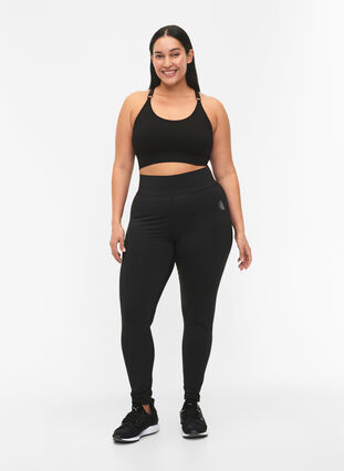 Sømløs sports-BH i ribbet materiale, Black, Model image number 3