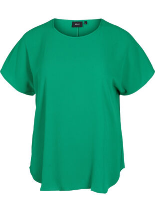 Bluse med korte ermer og rund hals, Jolly Green, Packshot image number 0