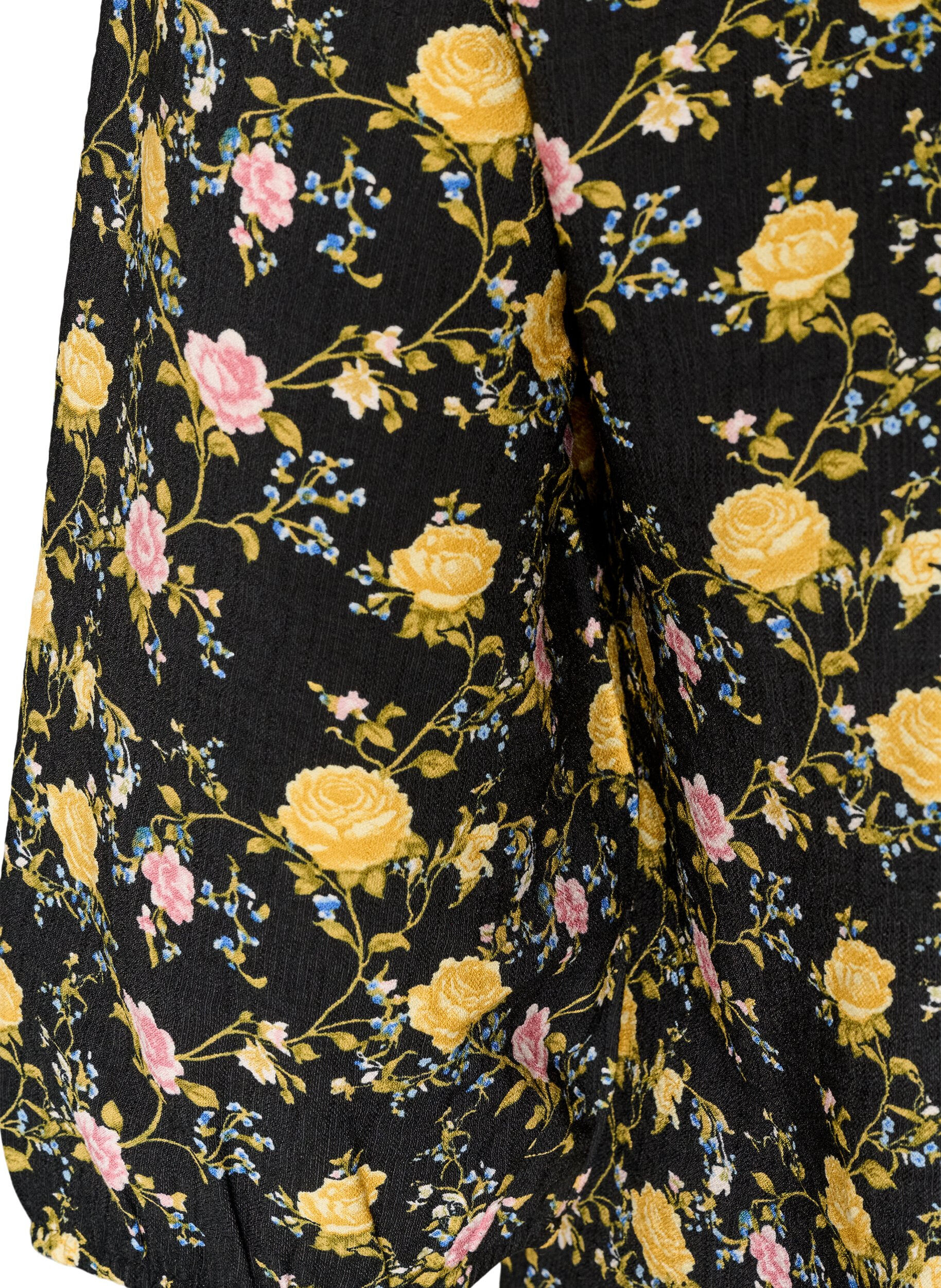 ZizziM&oslash;nstret viskosebluse med 3/4-ermer, Svart, Packshot image number 3