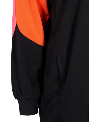 Kjole med colorblock og lommer, Black, Packshot image number 3