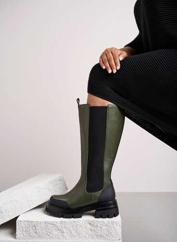 Zizzi Skinnboots med langt skaft, elastikk og bred passform, Deep Depths, Image image number 1
