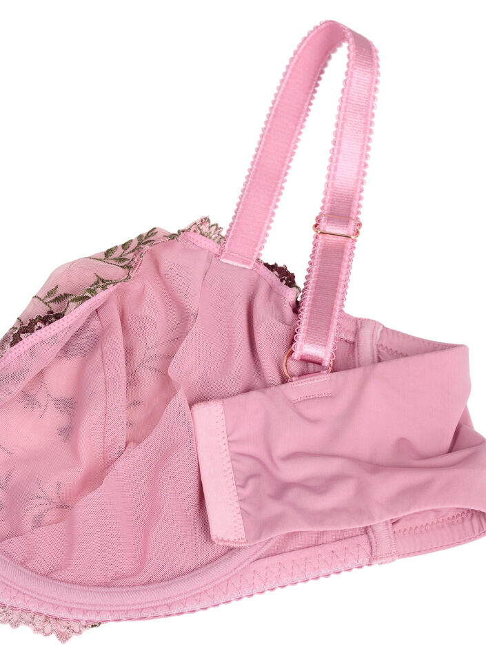 Balconette-BH med broderte blomster, Rosa, Packshot image number 3
