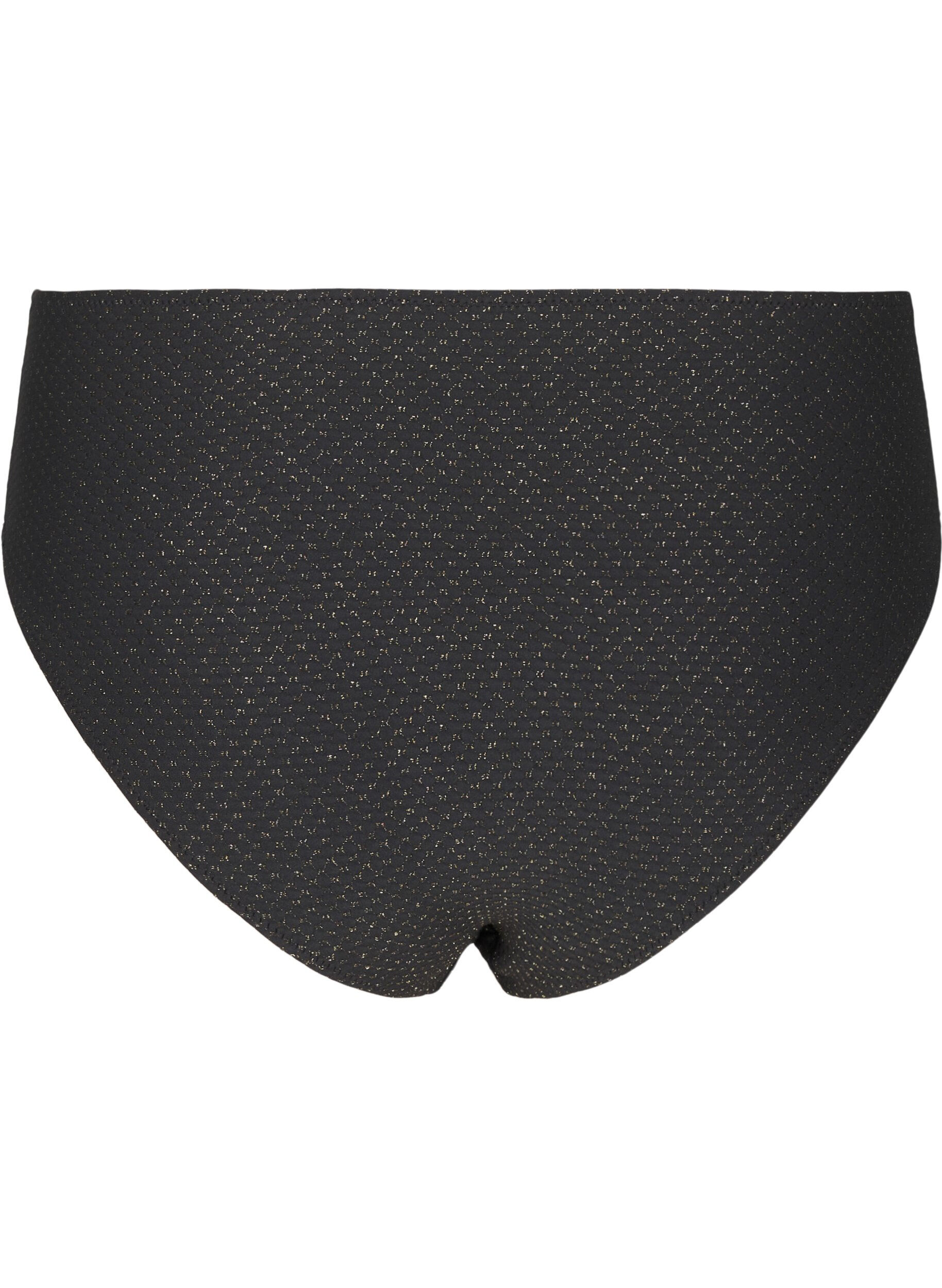 Zizzi Bikinibukse med glitter og tai-snitt, Svart, Packshot image number 1
