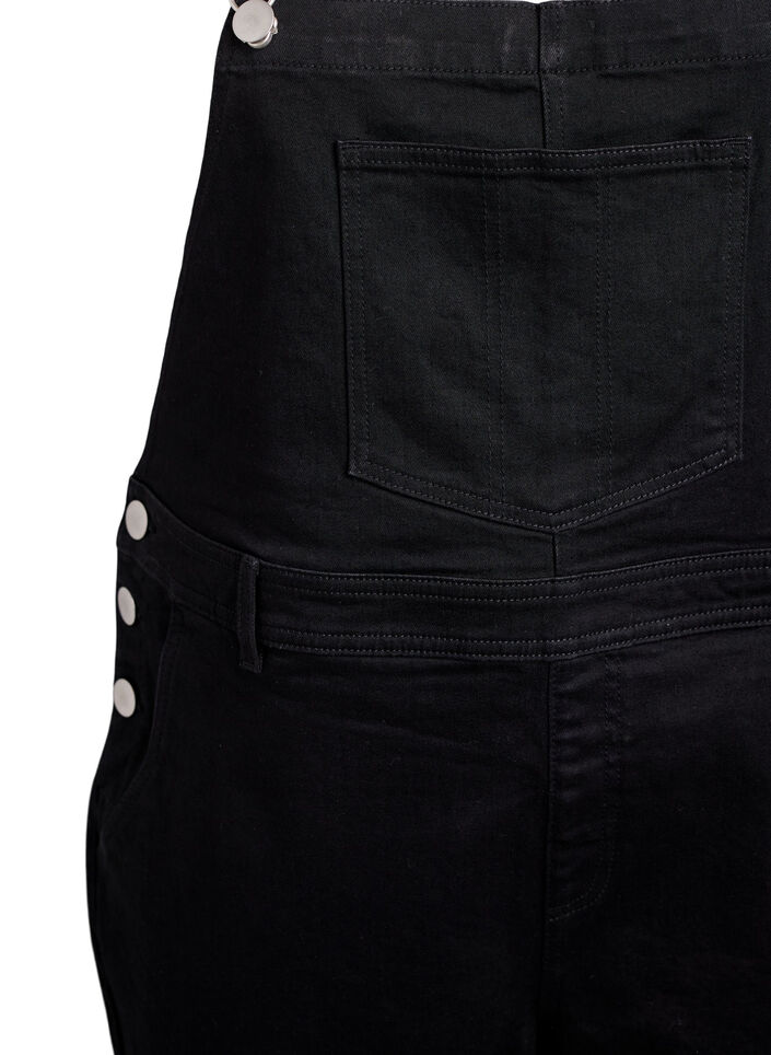 Denim overallshorts, Svart, Packshot image number 2