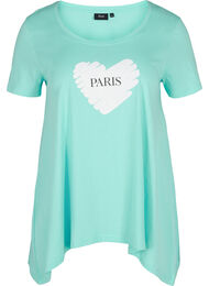 Kortermet T-skjorte i bomull med A-form, Aqua Sky PARIS