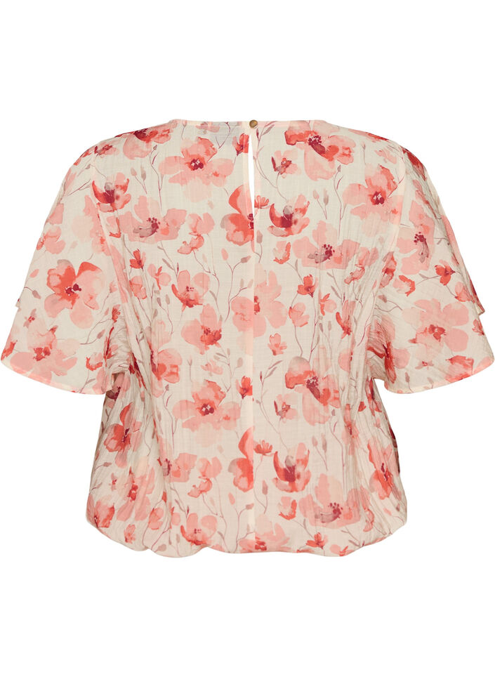 Bluse med ballongform og flaggermus ermer, Orange, Packshot image number 1