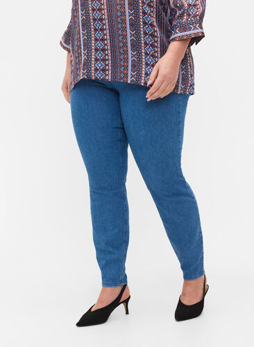 Jeggings med lommer, Blue denim, Model image number 2