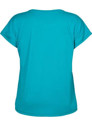 Kortermet trenings T-skjorte, Deep Peacock Blue, Packshot image number 1