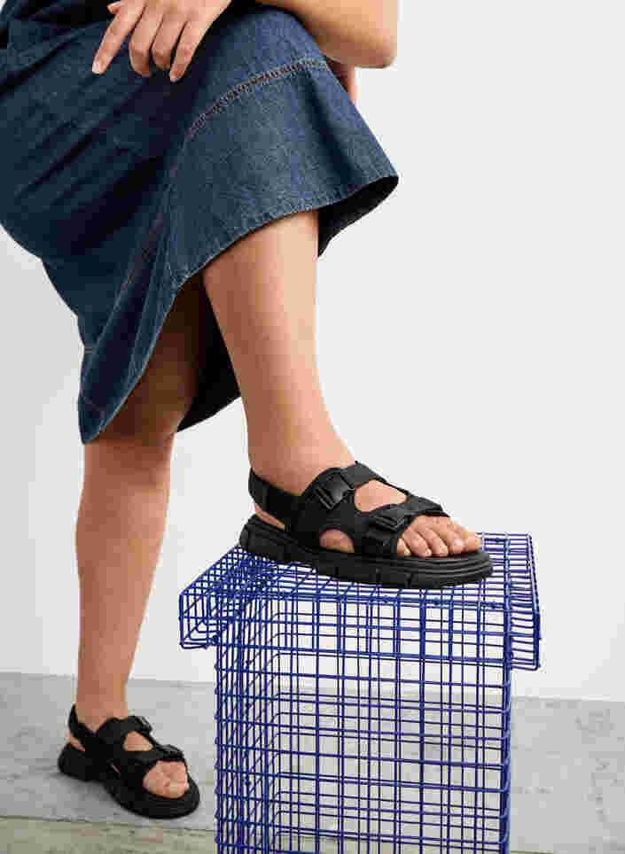Wide fit sandal, Black, Image