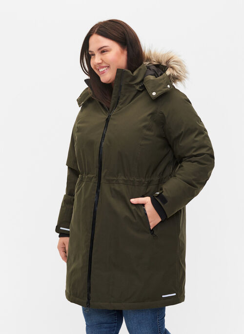 Vanntett vinterjakke med avtagbar hette, Forest Night, Model