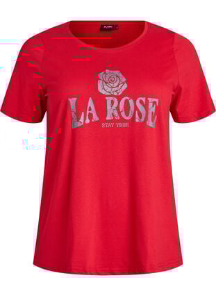 Zizzi FLASH - T-skjorte med motiv, Urban Red Rose, Packshot image number 0