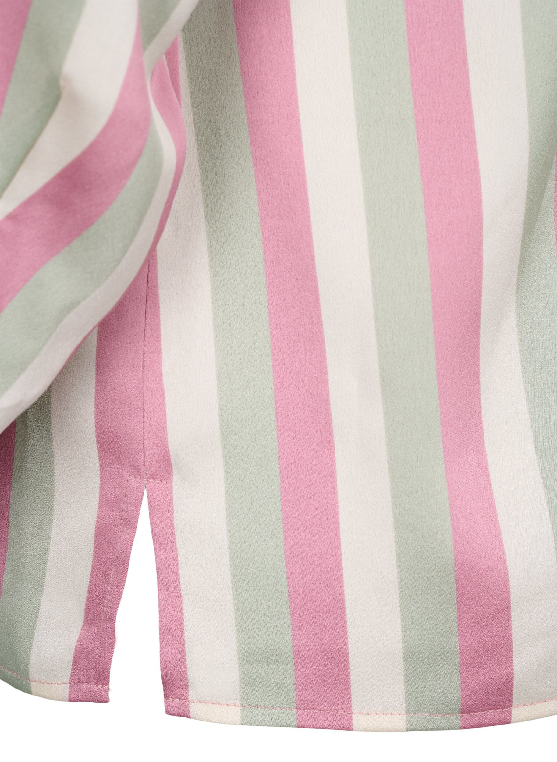 Zizzi Stripete satengskjorte med krage, Rose Stripe, Packshot image number 4