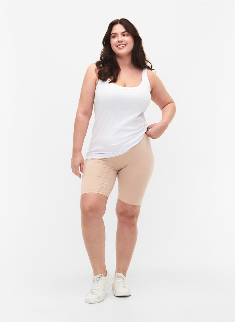 Ensfargede standard sykkelshorts, Beige, Model image number 1