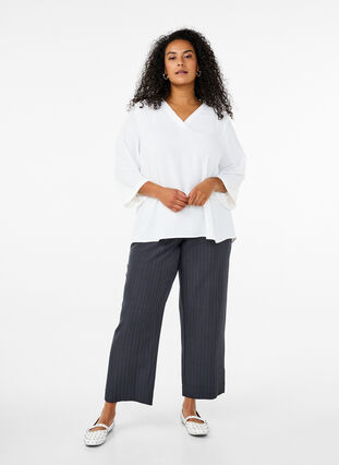 Zizzi FLASH - Bluse med 3/4 ermer, Vanilje, Model image number 1