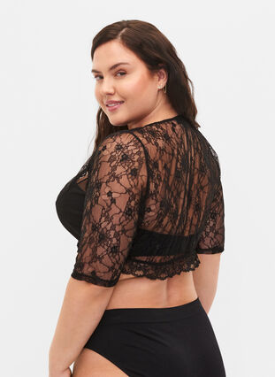Kort blondetopp, Black, Model image number 1