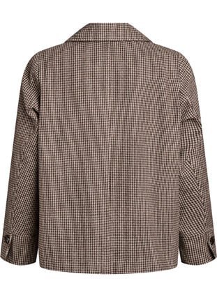 Zizzi Kort blazer med dobbeltradede knapper, Brown Check , Packshot image number 1