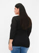 Stramtsittende bluse med rynke-detaljer, Black, Model image number 1
