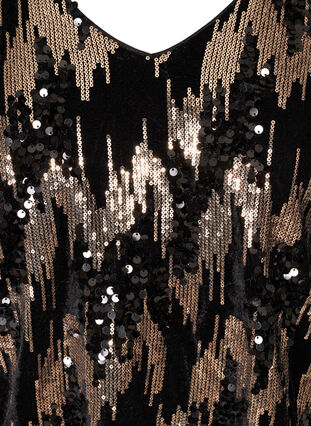Langermet velurbluse med paljetter, Black w. Sequins, Packshot image number 2