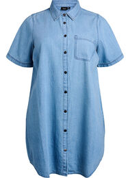 Denim skjortekjole med korte ermer, Light Blue Denim