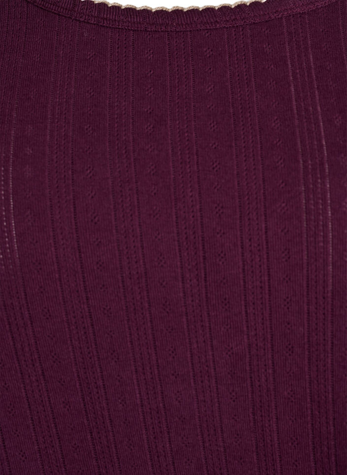 &Oslash;kologisk bomulls pyjamatopp med hullbroderi, M&oslash;rk Bordeaux, Packshot image number 2