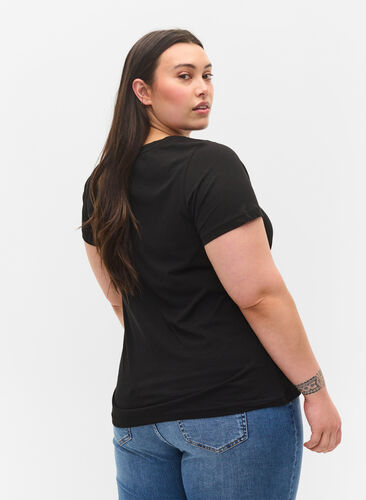T-skjorte i bomull med trykk, Black w. Gold Foil , Model image number 1