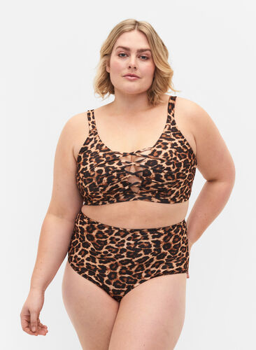 Bikinitruse med høyt liv og leopardmønster, Leopard Print, Model image number 0