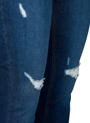 Superslanke Amy-jeans med rå detaljer og høy midje, Dark blue, Packshot image number 3
