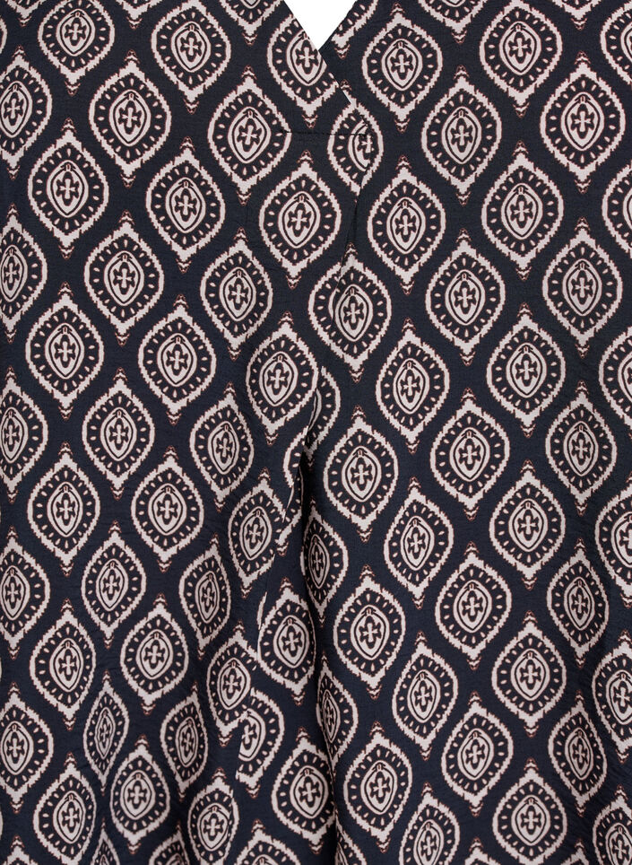 Kjole med V-hals i viskose, Bl&aring;, Packshot image number 2