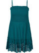 Strandkjole i viskose med smock og broderi anglaise, Deep Teal, Packshot image number 0