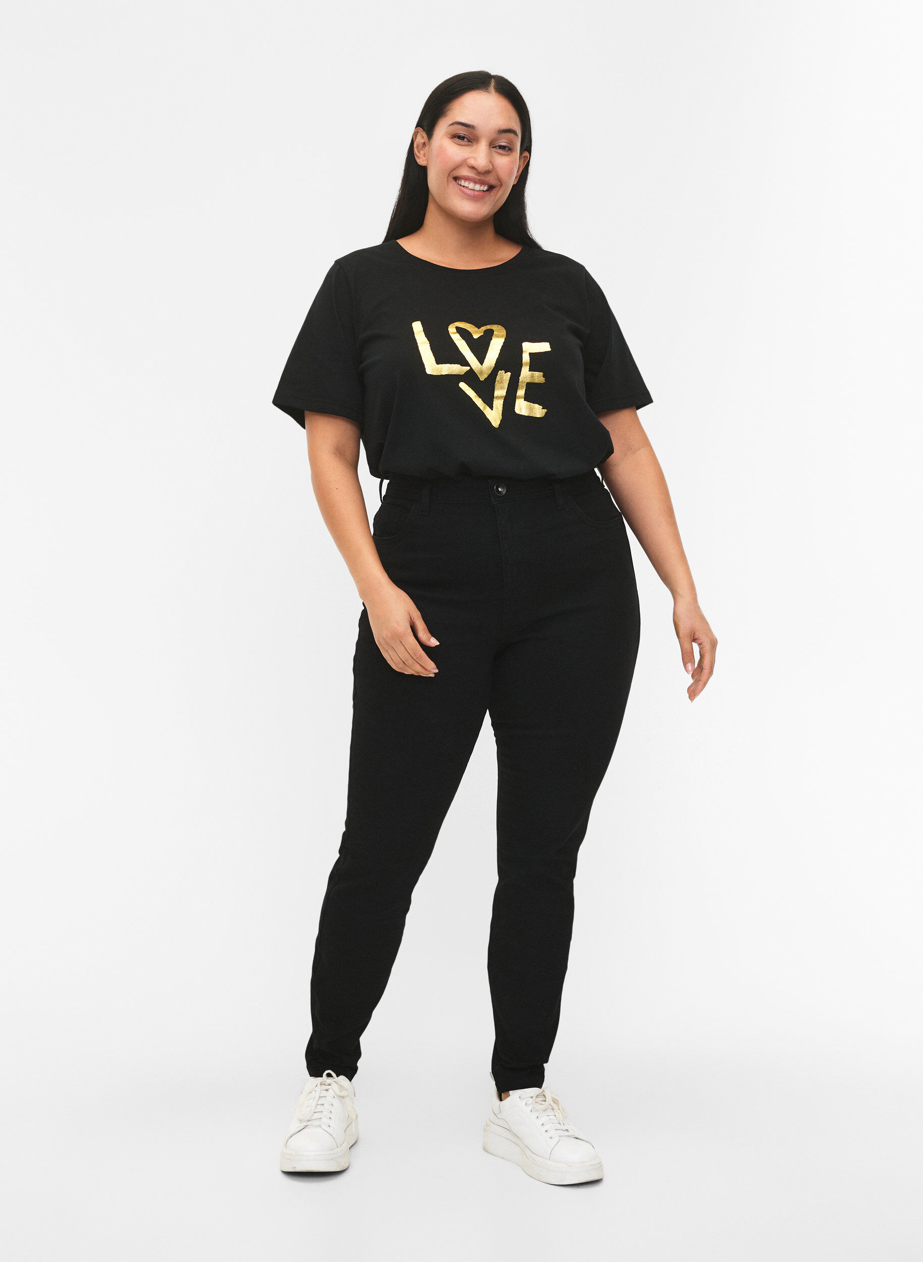 Jeans med super slim passform, Svart, Model