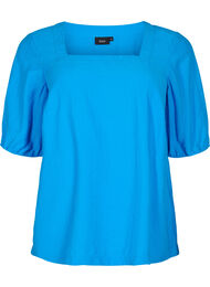 Bluse med ballongermer, Indigo Bunting