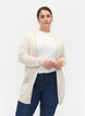 Lang strikkecardigan i viskoseblanding, Beige, Model image number 0