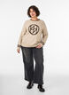 Genser med logo og kontraststriper, Beige, Model image number 1