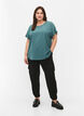 Bluse med korte ermer og rund hals, Gr&oslash;nn, Model image number 1