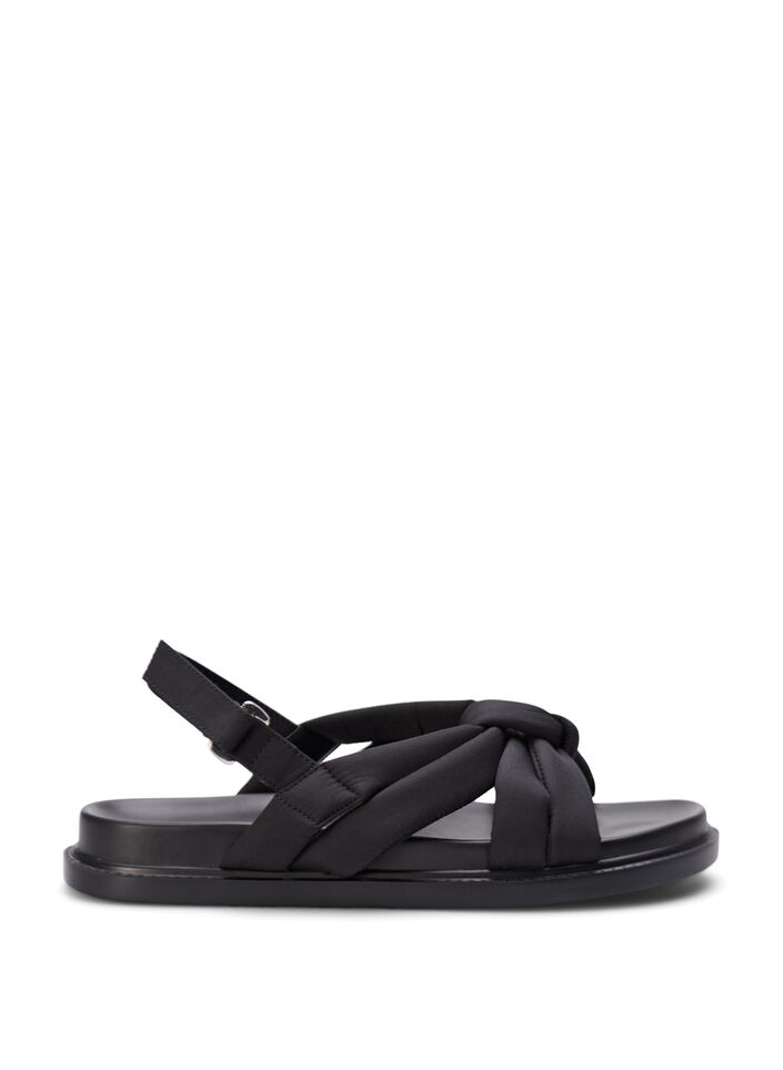 Sandal med bred passform og knutedetaljer, Black, Packshot