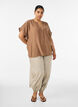 Viskosebluse med knapper og tekstur, Brun, Model image number 1