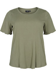T-skjorte i et ribbet materiale , Dusty Olive