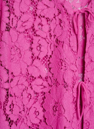 Zizzi Bluse med blonder, 3/4 ermer og sløyfer foran, Lilla, Packshot image number 2